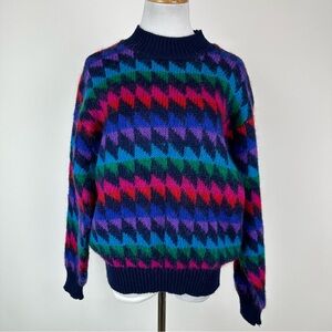 Vintage Le Moda Knitwear Colorful Sweater Hand Loomed Size Large